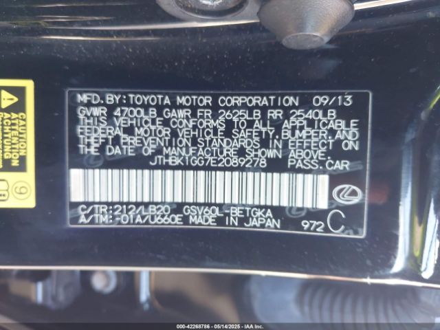 JTHBK1GG7E2089278 Lexus ES 350