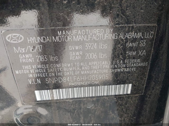 5NPD84LF6HH205905 Hyundai Elantra