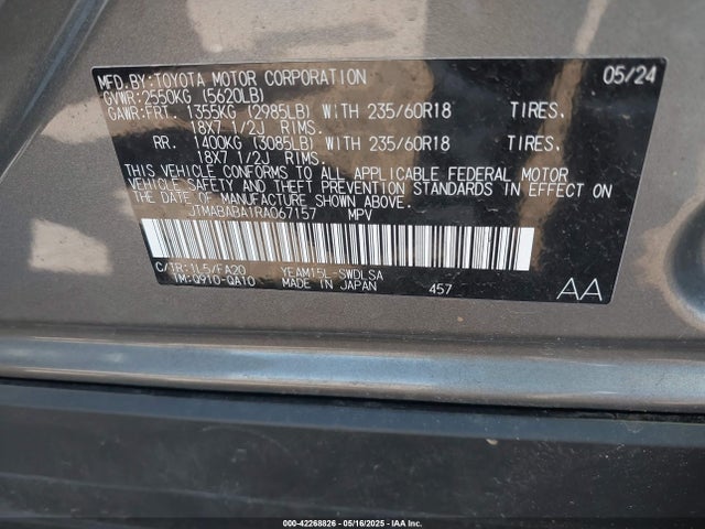 JTMABABA1RA067157 Subaru 1ym motor