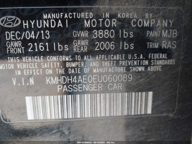 KMHDH4AE0EU060089 Hyundai ELANTRA SE