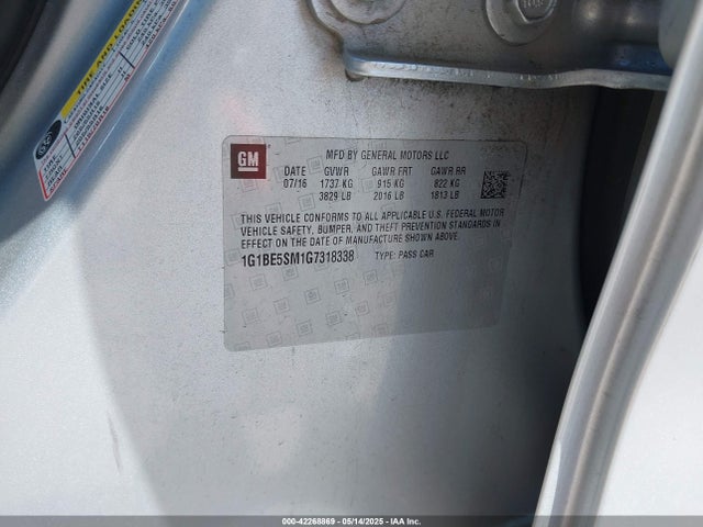 1G1BE5SM1G7318338 Chevrolet le2 - di: direct injection, alum, vvt, gen i, gmna