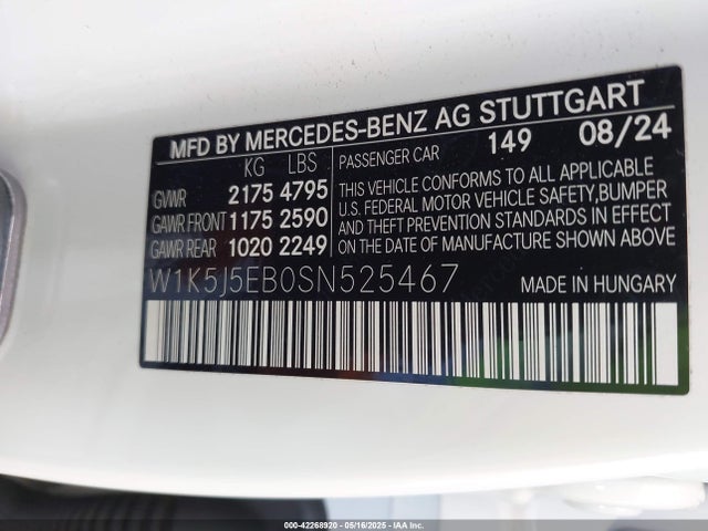 W1K5J5EB0SN525467 Mercedes-Benz m139q