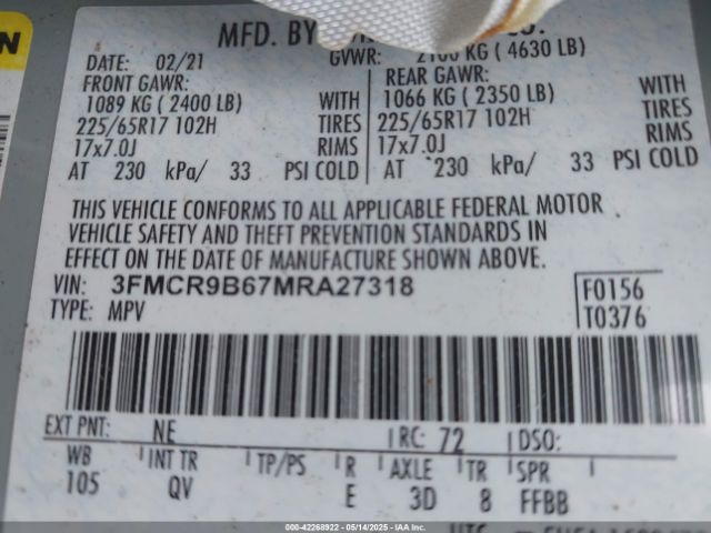 2021 FORD BRONCO SPORT 3FMCR9B67MRA27318 Photo 8