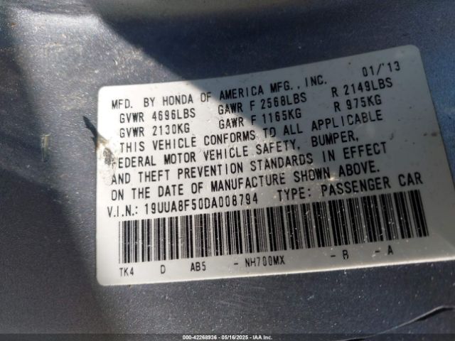 2013 ACURA TL 19UUA8F50DA008794 Photo 8