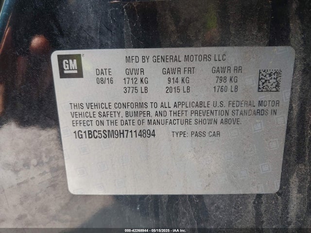 1G1BC5SM9H7114894 Chevrolet Cruze Ls Auto