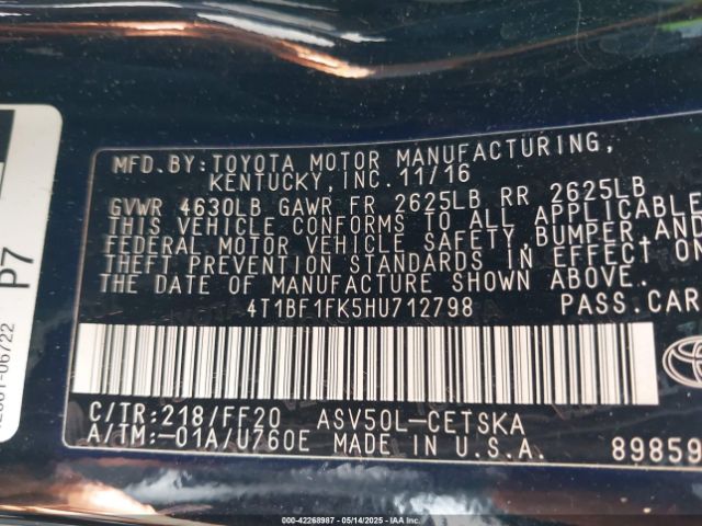 4T1BF1FK5HU712798 Toyota CAMRY SE