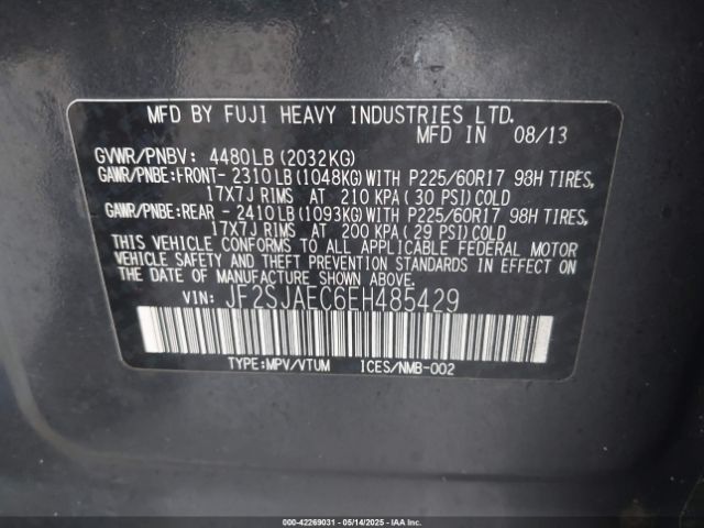 JF2SJAEC6EH485429 Subaru Forester 2.5i Premium