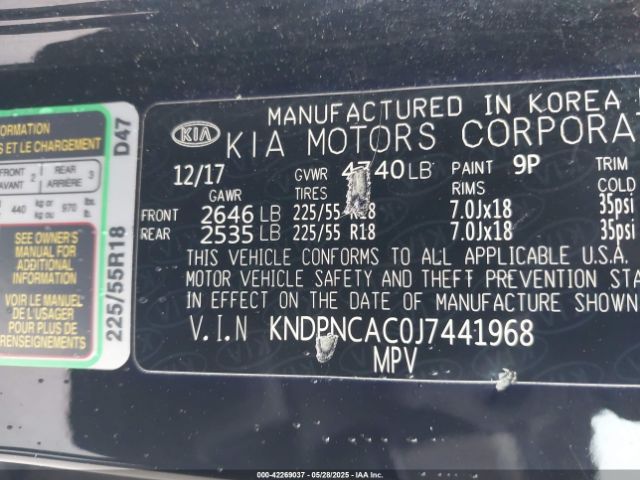 KNDPNCAC0J7441968 KIA Sportage Ex