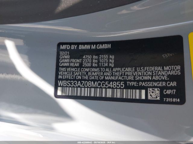 2021 BMW M4 WBS33AZ08MCG54855 Photo 8