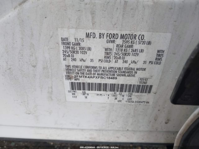 2FMTK4APXFBC18489 Ford EDGE SPORT