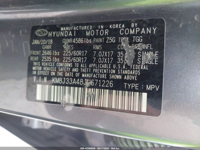 2018 HYUNDAI TUCSON KM8J33A48JU671226 Photo 8
