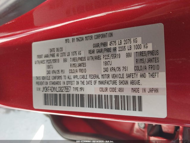 JM3KFADMXL0827557 Mazda Cx-5 Grand Touring