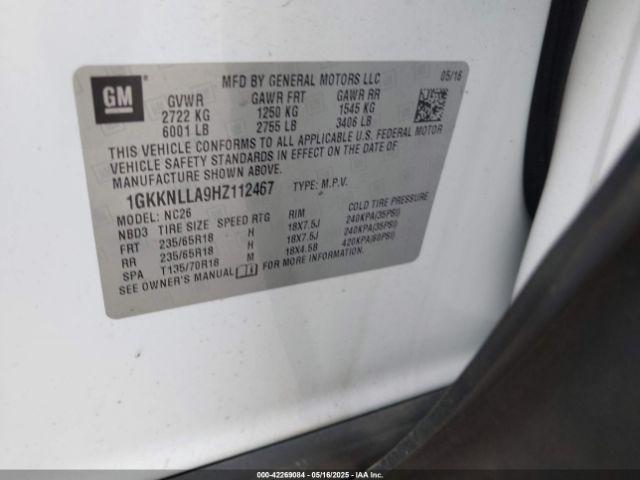 1GKKNLLA9HZ112467 GMC Acadia Sle-2