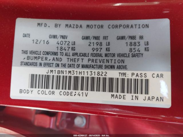JM1BN1M31H1131822 Mazda Mazda3 Grand Touring