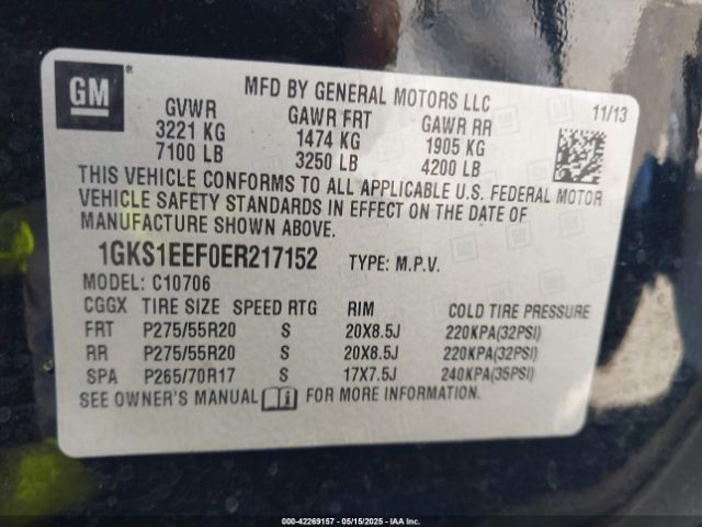 1GKS1EEF0ER217152 GMC YUKON DENALI