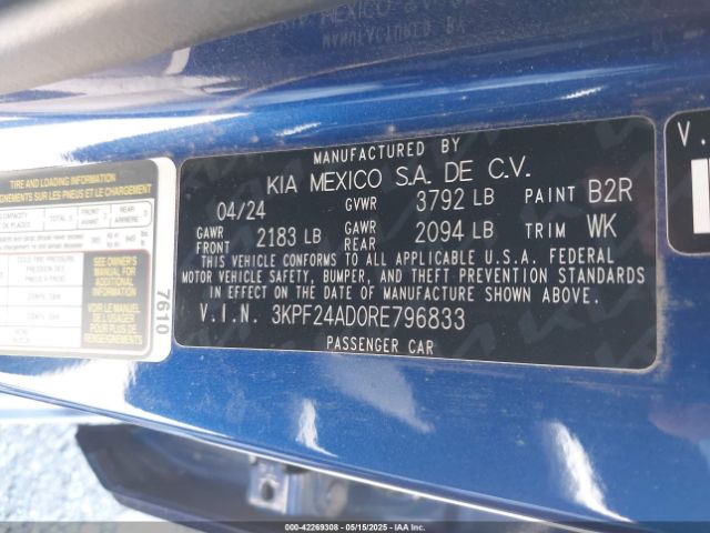 3KPF24AD0RE796833 KIA mpi nu