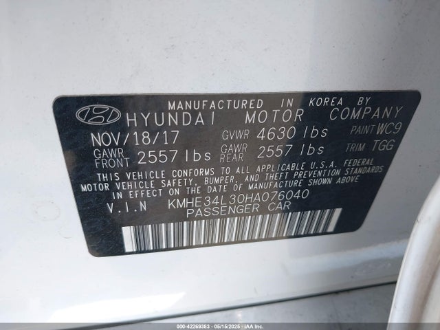 KMHE34L30HA076040 Hyundai Sonata Hybrid Limited