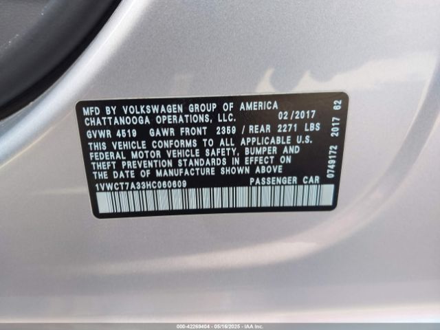 1VWCT7A33HC060609 Volkswagen 1.8 tsi
