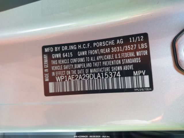 2013 PORSCHE CAYENNE HYBRID WP1AE2A29DLA15374 Photo 8