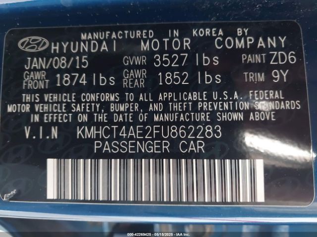 KMHCT4AE2FU862283 Hyundai ACCENT GLS