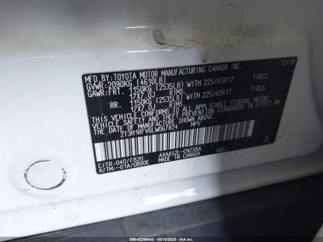 2T3H1RFV6LW067824 Toyota RAV4 LE