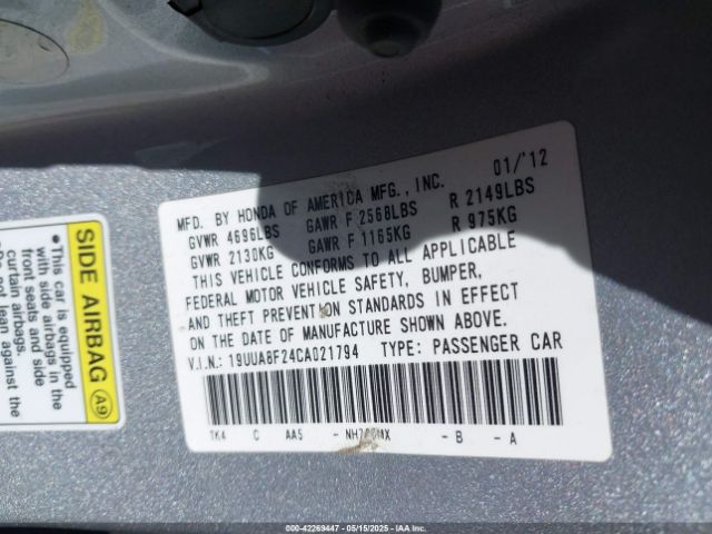 2012 ACURA TL 19UUA8F24CA021794 Photo 8
