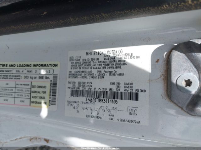 2019 FORD MUSTANG 1FA6P8TH8K5114605 Photo 8
