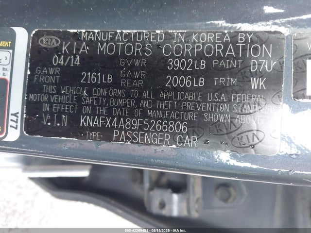 KNAFX4A89F5266806 KIA FORTE EX
