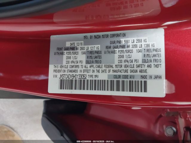 JM3TCADY6H0133052 Mazda Cx-9 Grand Touring