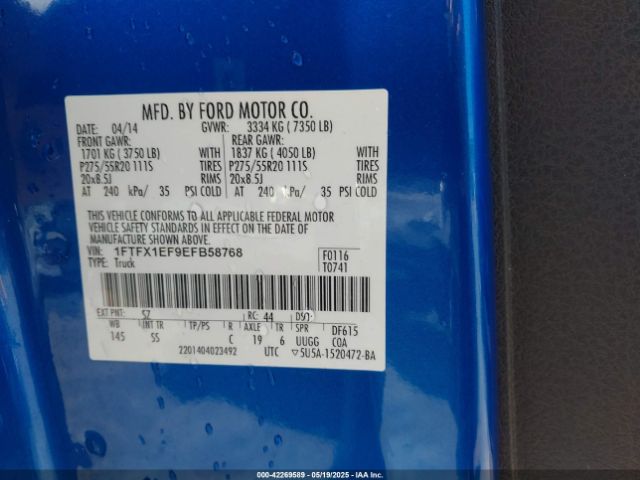 1FTFX1EF9EFB58768 Ford F-150 Stx