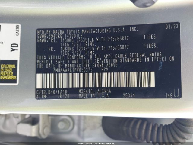 7MUAAAAG1PV050373 Toyota Corolla Cross L