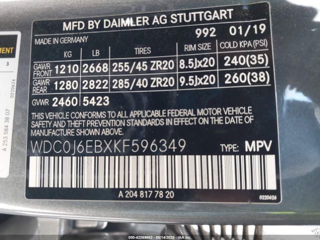 WDC0J6EBXKF596349 Mercedes-Benz Amg Glc 43 Coupe 4matic