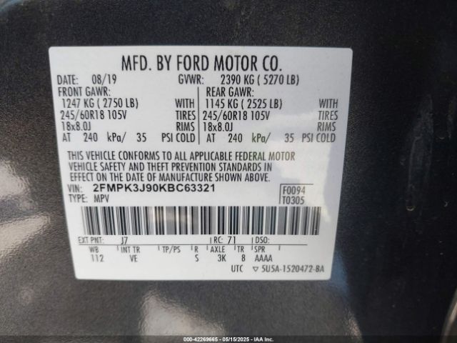 2FMPK3J90KBC63321 Ford EDGE SEL