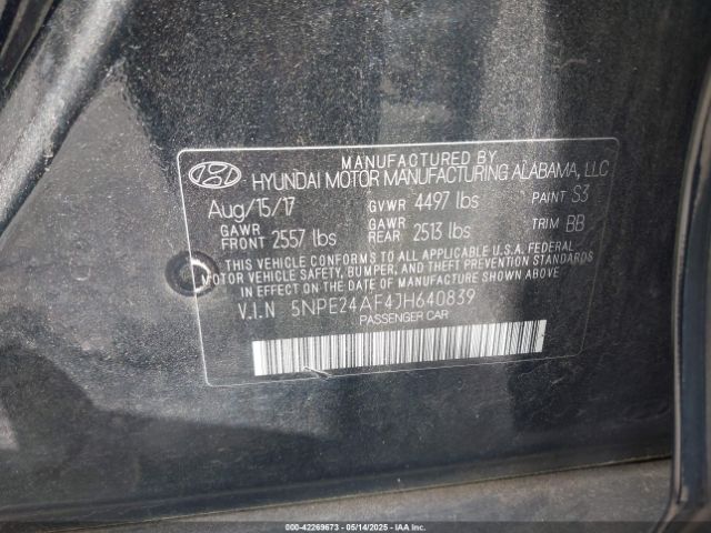 5NPE24AF4JH640839 Hyundai SONATA SE