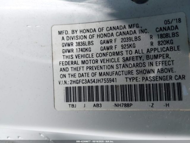 2HGFC3A54JH755941 Honda CIVIC SI
