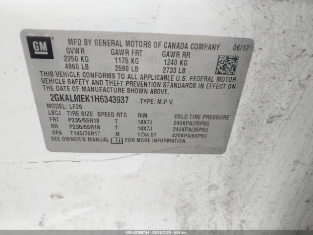 2017 GMC TERRAIN 2GKALMEK1H6343937 Photo 8