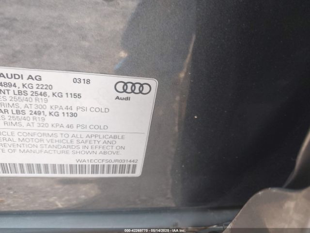 WA1ECCFS0JR031442 Audi 2018