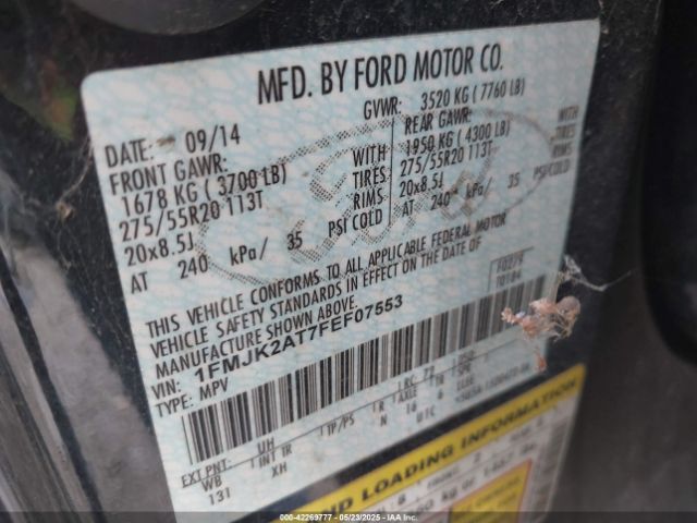 1FMJK2AT7FEF07553 Ford Expedition El Limited