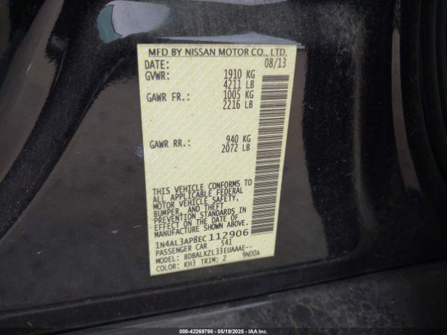 1N4AL3AP8EC112906 Nissan Altima 2.5 Sl