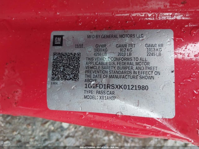 1G1FD1RSXK0121980 Chevrolet CAMARO LT