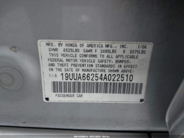 2004 ACURA TL 19UUA66254A022510 Photo 8