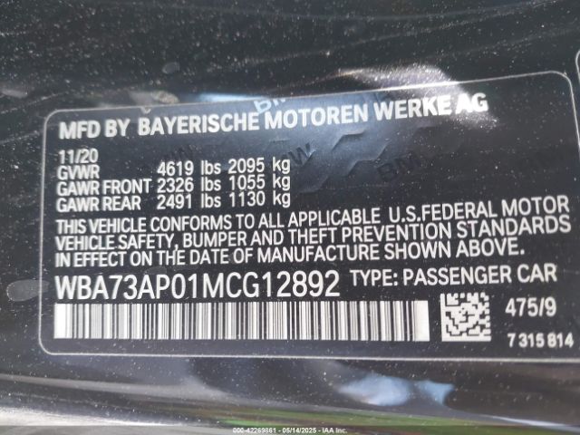 2021 BMW 430I WBA73AP01MCG12892 Photo 8