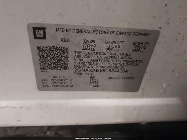 2020 CHEVROLET EQUINOX 2GNAXKEV5L6244164 Photo 8