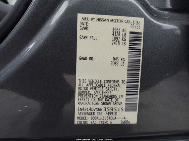 1N4BL4DVXNN359515 Nissan 2022
