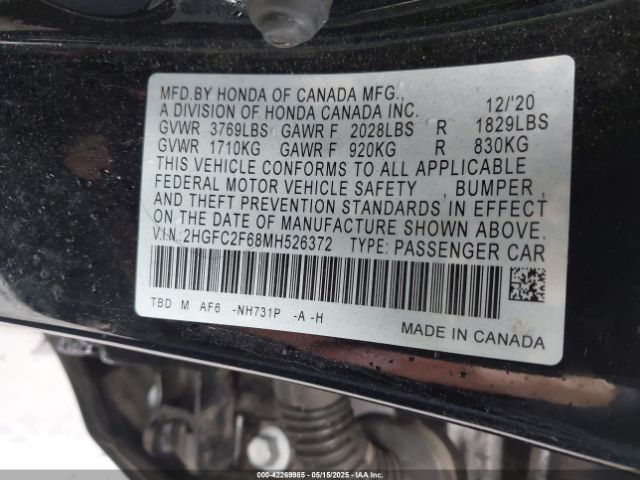 2021 HONDA CIVIC 2HGFC2F68MH526372 Photo 8