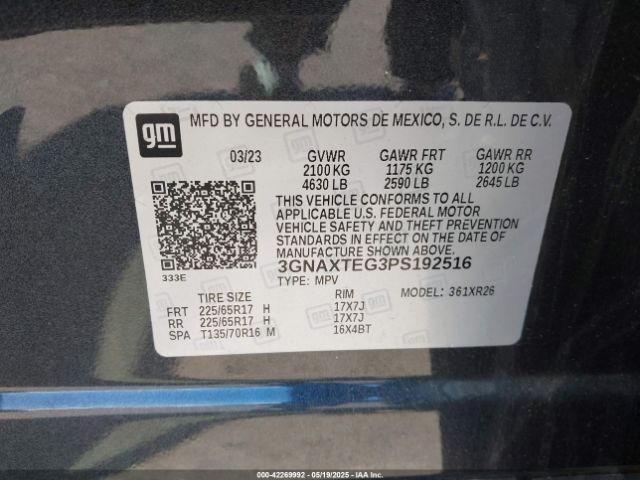 3GNAXTEG3PS192516 Chevrolet Equinox Awd 2fl