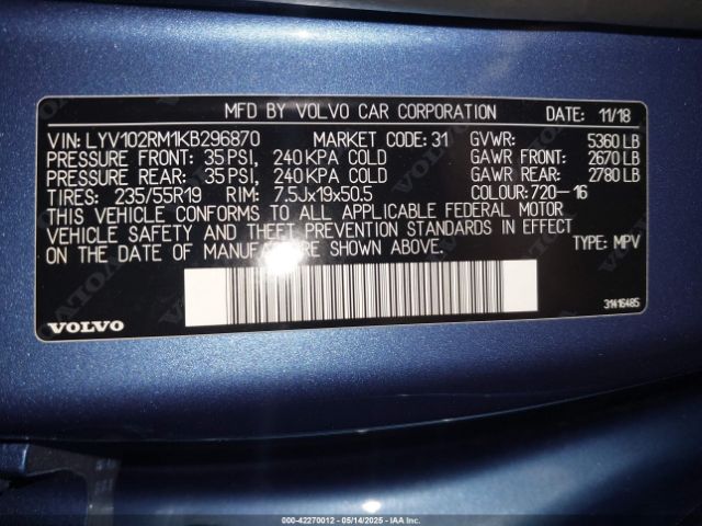 2019 VOLVO XC60 LYV102RM1KB296870 Photo 8