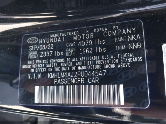 KMHLM4AJ2PU044547 Hyundai Elantra Hybrid Blue