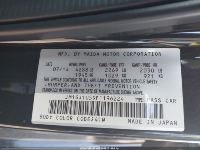 JM1GJ1U59F1196224 Mazda Mazda6 I Sport