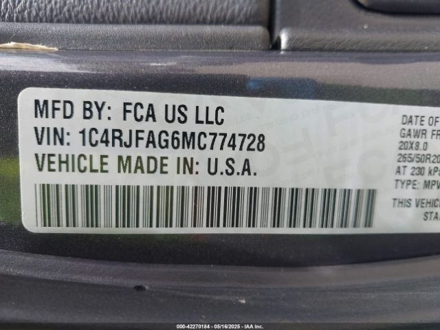 1C4RJFAG6MC774728 Jeep Grand Cherokee Laredo X 4x4